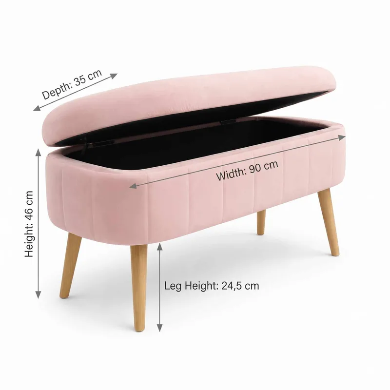 Säilytysrahi Atelier Del Sofa Oslo Babyface (90 x 46 x 35 cm) Vaaleanpunainen - Huonekalut - Tuoli & nojatuoli - Jakkara & jalkarahi - Säkkirahi