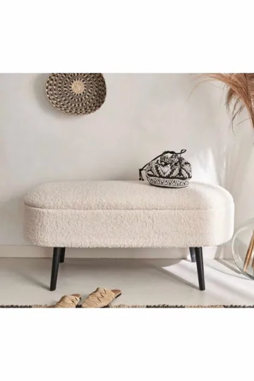 Säilytysrahi Atelier Del Sofa Oslo Wellsoft (90 x 46 x 35 cm) Valkoinen / musta - Huonekalut - Tuoli & nojatuoli - Jakkara & jalkarahi - Säkkirahi
