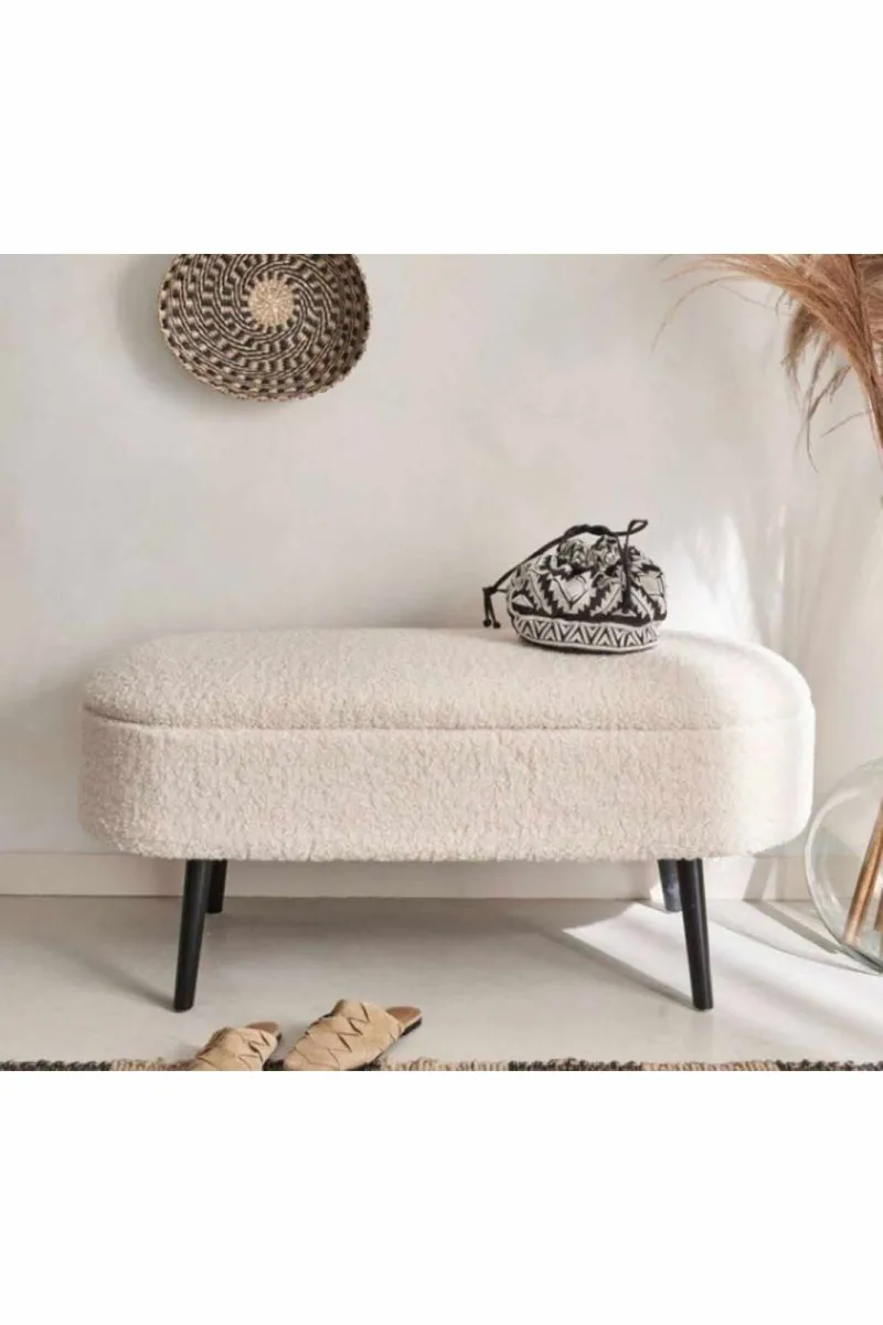 Säilytysrahi Atelier Del Sofa Oslo Wellsoft (90 x 46 x 35 cm) Valkoinen / musta - Huonekalut - Tuoli & nojatuoli - Jakkara & jalkarahi - Säkkirahi