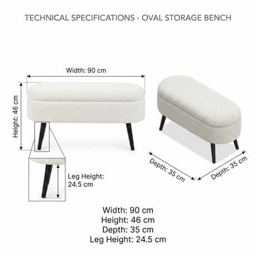 Säilytysrahi Atelier Del Sofa Oslo Wellsoft (90 x 46 x 35 cm) Valkoinen / musta - Huonekalut - Tuoli & nojatuoli - Jakkara & jalkarahi - Säkkirahi