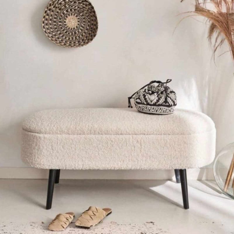 Säilytysrahi Atelier Del Sofa Oslo Wellsoft (90 x 46 x 35 cm) Valkoinen / musta - Huonekalut - Tuoli & nojatuoli - Jakkara & jalkarahi - Säkkirahi