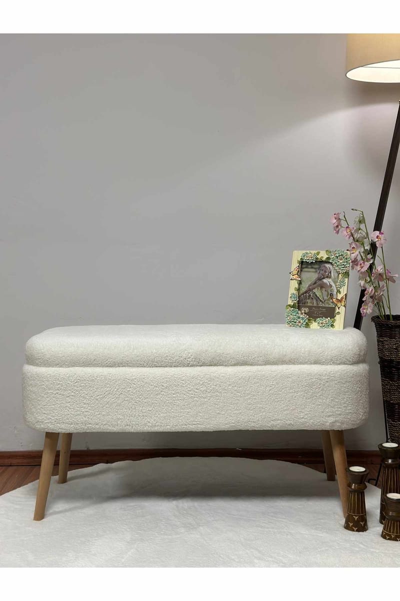 Säilytysrahi Atelier Del Sofa Oslo Wellsoft (90 x 46 x 35 cm) Valkoinen - Huonekalut - Tuoli & nojatuoli - Jakkara & jalkarahi - Säkkirahi