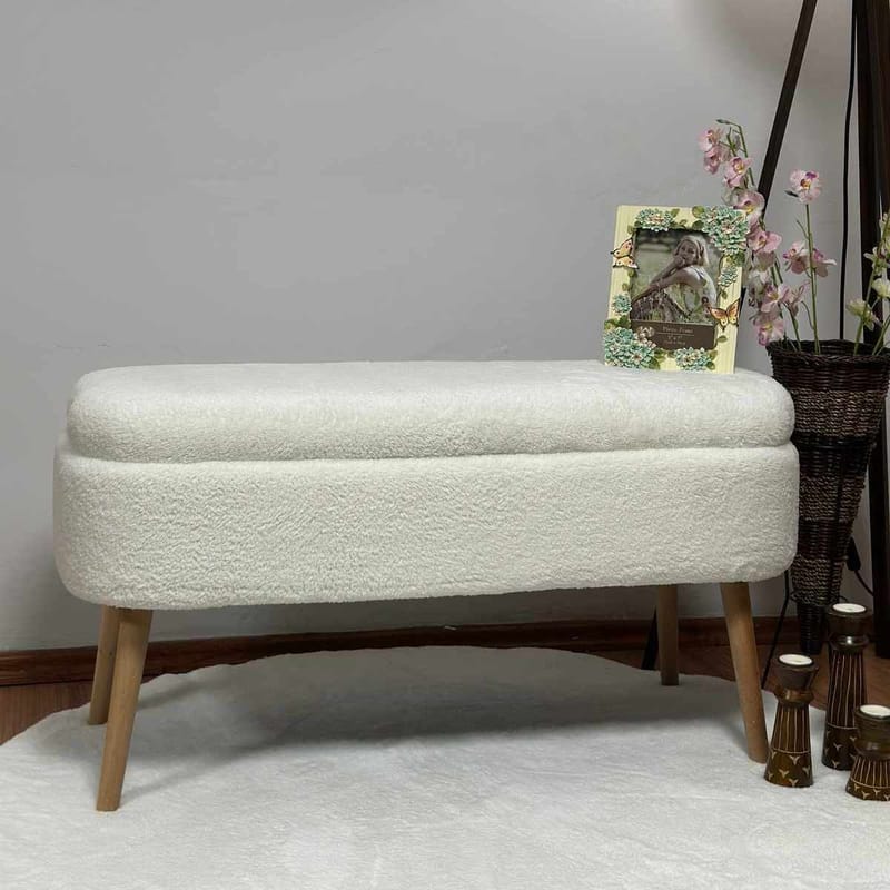 Säilytysrahi Atelier Del Sofa Oslo Wellsoft (90 x 46 x 35 cm) Valkoinen - Huonekalut - Tuoli & nojatuoli - Jakkara & jalkarahi - Säkkirahi