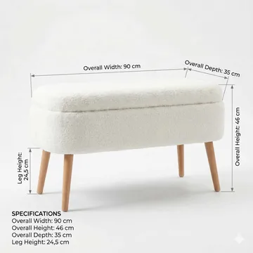 Säilytysrahi Atelier Del Sofa Oslo Wellsoft (90 x 46 x 35 cm) Valkoinen - Huonekalut - Tuoli & nojatuoli - Jakkara & jalkarahi - Säkkirahi