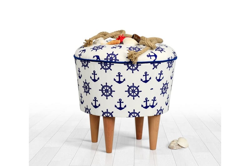 Istuinrahi Cunday 42 cm - Valkoinen/Sininen - Huonekalut - Tuoli & nojatuoli - Jakkara & jalkarahi - Säkkirahi