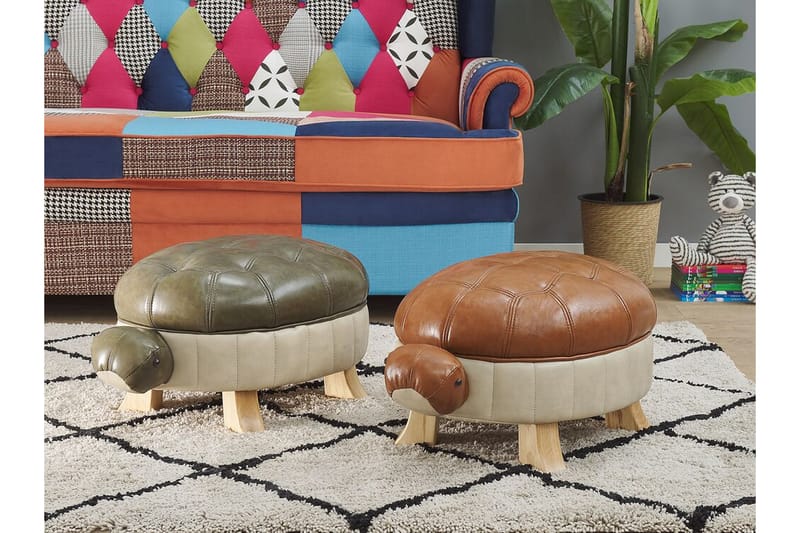 Istuinrahi Testudo - Keinonahka / vihreä / beige - Huonekalut - Tuoli & nojatuoli - Jakkara & jalkarahi - Säkkirahi