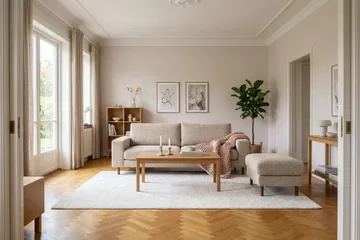 Scandi-rahi chenillekankaalla - Beige - Huonekalut - Tuoli & nojatuoli - Jakkara & jalkarahi - Rahi