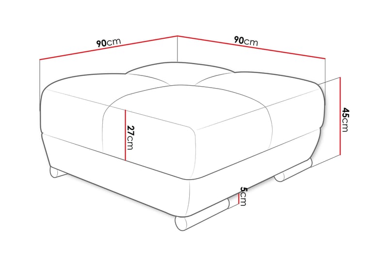Simerly Rahi 90 cm - Harmaa - Huonekalut - Tuoli & nojatuoli - Jakkara & jalkarahi - Rahi