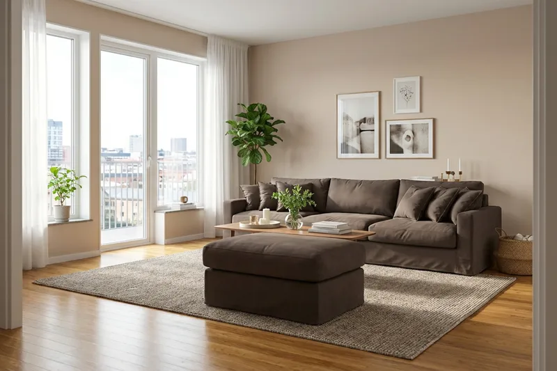 Valencia-jalkarahi irrotettavalla ja pestävällä verhoilulla - Tummanruskea - Huonekalut - Tuoli & nojatuoli - Jakkara & jalkarahi - Rahi