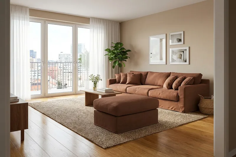 Valencia-jalkarahi irrotettavalla ja pestävällä verhoilulla - Ruosteenruskea - Huonekalut - Tuoli & nojatuoli - Jakkara & jalkarahi - Rahi