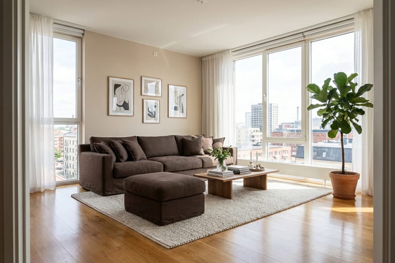 Valencia-jalkarahi irrotettavalla ja pestävällä verhoilulla - Tummanruskea - Huonekalut - Tuoli & nojatuoli - Jakkara & jalkarahi - Rahi