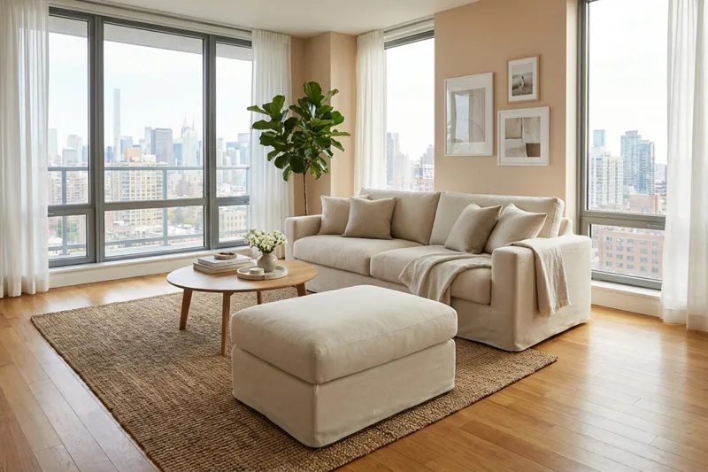 Valencia-jalkarahi irrotettavalla ja pestävällä verhoilulla - Beige - Huonekalut - Tuoli & nojatuoli - Jakkara & jalkarahi - Rahi