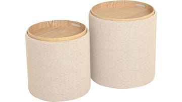 Velmira Puff 2 osaa 39 cm pyöreä - Beige - Huonekalut - Tuoli & nojatuoli - Jakkara & jalkarahi - Säkkirahi