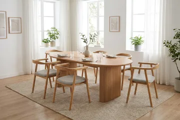 Jolie puinen ruokatuoli kangasistuimella - Tammi/Beige - Huonekalut - Tuoli & nojatuoli - Ruokapöydän tuolit
