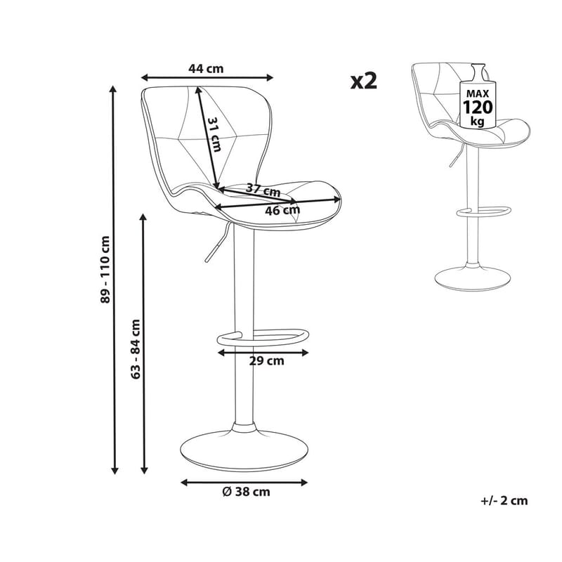 Kääntyvä jakkara Valetta 2-pakkaus - Huonekalut - Tuoli & nojatuoli - Baarituoli