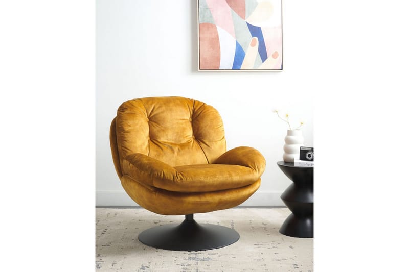 Kääntyvä nojatuoli Nolvik - Keltainen, Musta, Keltainen, musta - Huonekalut - Tuoli & nojatuoli - Nojatuoli & lepotuoli