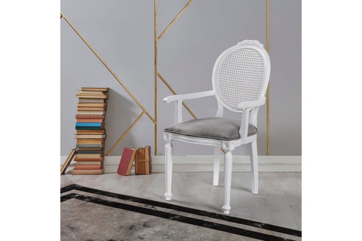Käsinojatuoli Albero - Valkoinen - Ruokapöydän tuolit - Meikkituoli - Käsinojallinen tuoli