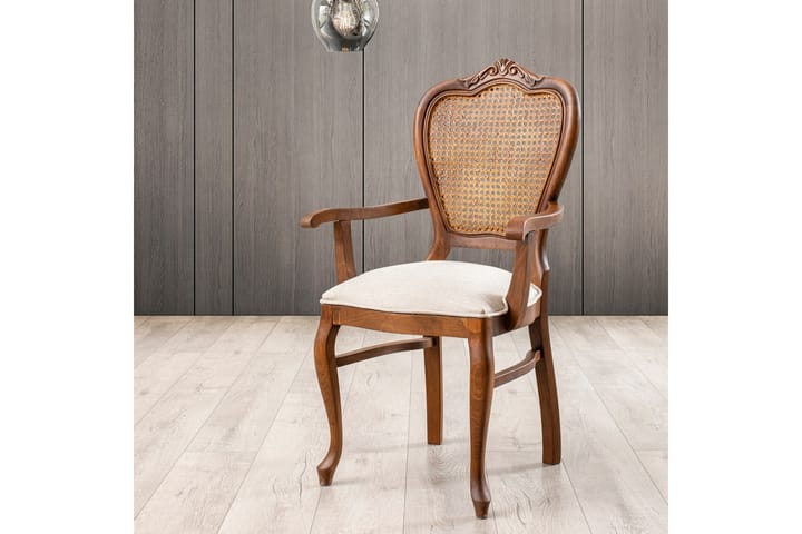 Käsinojatuoli Albero - Pähkinä - Ruokapöydän tuolit - Meikkituoli - Käsinojallinen tuoli