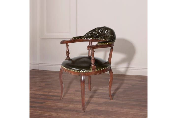 Käsinojatuoli Albero - Pähkinä/Tummanvihreä - Ruokapöydän tuolit - Meikkituoli - Käsinojallinen tuoli