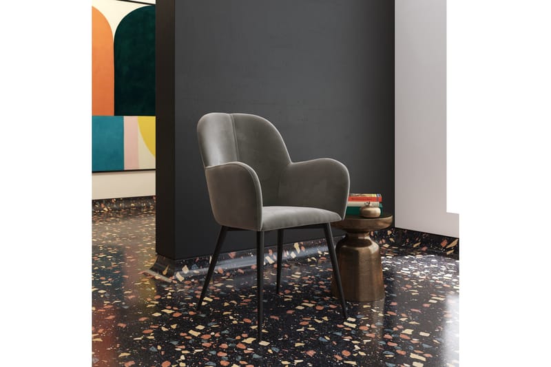 Nojatuoli Fitz Harmaa/Sametti - Dorel Home - Huonekalut - Tuoli & nojatuoli - Käsinojallinen tuoli