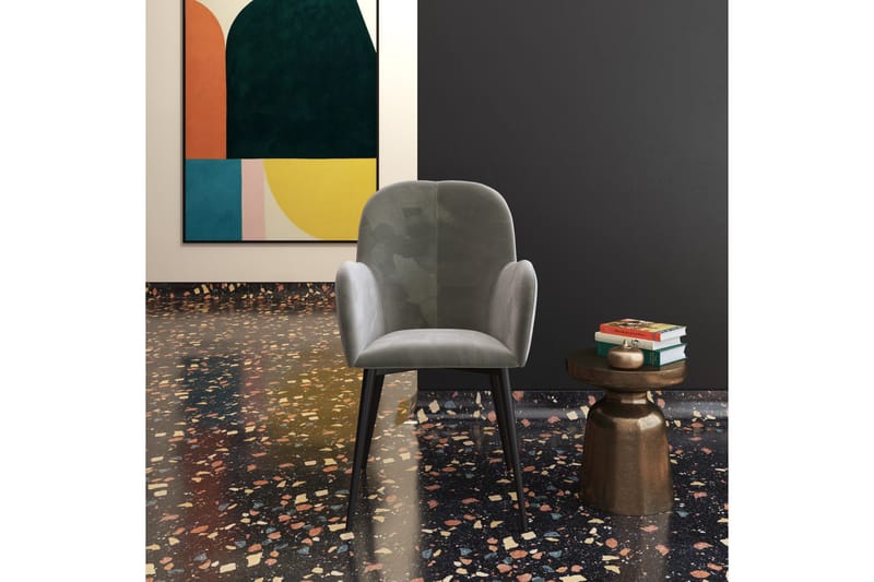 Nojatuoli Fitz Harmaa/Sametti - Dorel Home - Huonekalut - Tuoli & nojatuoli - Käsinojallinen tuoli