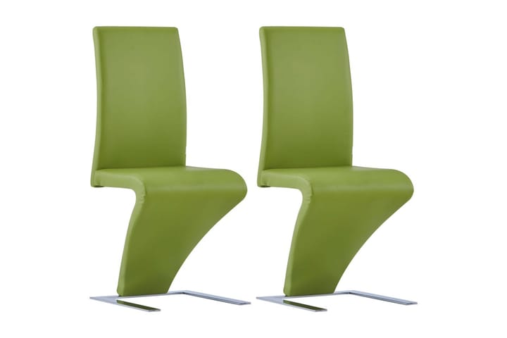 Ruokailutuoli Zigzag-muoto 2 kpl vihreä keinonahka - Vihreä - Ruokapöydän tuolit - Käsinojallinen tuoli - Meikkituoli