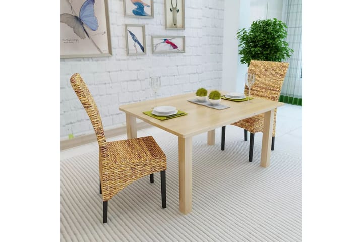 Ruokapöydän tuolit 2 kpl manilla ja täysi mangopuu - Ruskea - Ruokapöydän tuolit - Käsinojallinen tuoli - Meikkituoli
