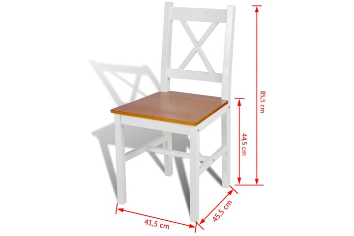 Ruokapöydän tuolit 2 kpl valkoinen mänty - Ruskea - Ruokapöydän tuolit - Meikkituoli - Käsinojallinen tuoli