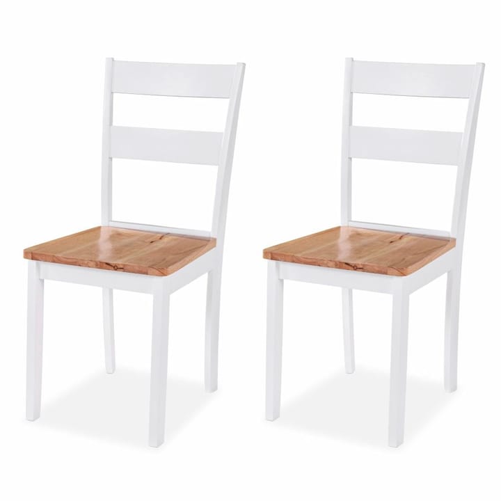 Ruokapöydän tuolit 2 kpl valkoinen täysi kumipuu - Valkoinen - Ruokapöydän tuolit - Käsinojallinen tuoli - Meikkituoli