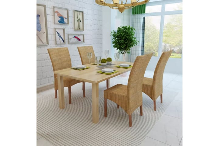 Ruokapöydän tuolit 4 kpl ruskea luonnollinen rottinki - Ruskea - Ruokapöydän tuolit - Käsinojallinen tuoli - Meikkituoli