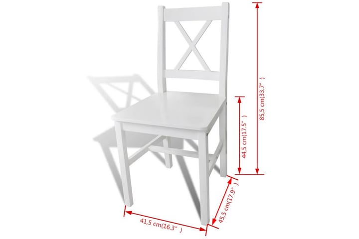 Ruokapöydän tuolit 4 kpl valkoinen mänty - Valkoinen - Ruokapöydän tuolit - Käsinojallinen tuoli - Meikkituoli