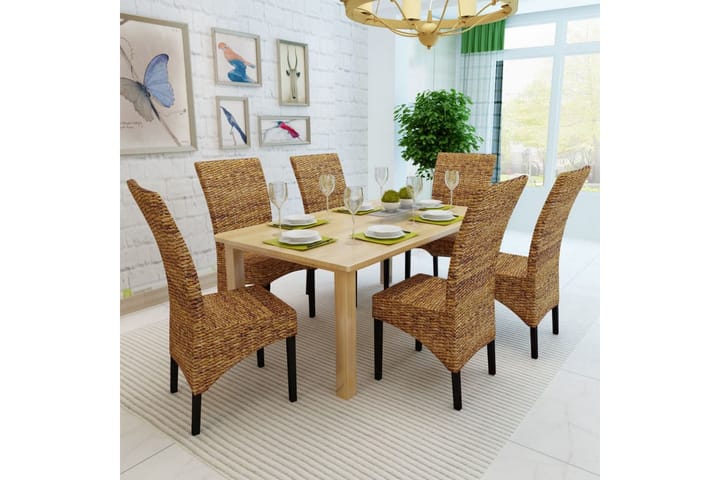 Ruokapöydän tuolit 6 kpl manilla ja täysi mangopuu - Ruskea - Ruokapöydän tuolit - Käsinojallinen tuoli - Meikkituoli