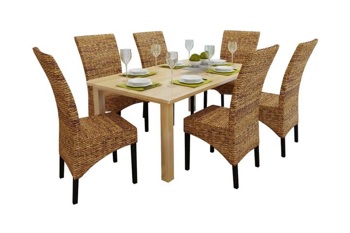 Ruokapöydän tuolit 6 kpl manilla ja täysi mangopuu - Ruskea - Ruokapöydän tuolit - Käsinojallinen tuoli - Meikkituoli