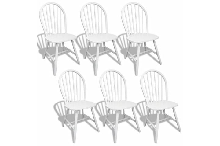 Ruokapöydän tuolit 6 kpl valkoinen täysi puu - Valkoinen - Ruokapöydän tuolit - Käsinojallinen tuoli - Meikkituoli