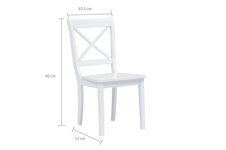 Ruokatuolit 2 kpl valkoinen kumipuu - Valkoinen - Ruokapöydän tuolit - Käsinojallinen tuoli - Meikkituoli