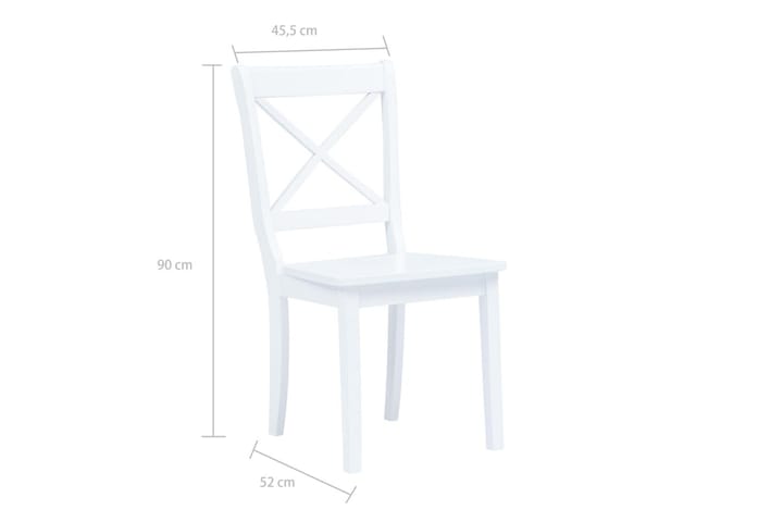 Ruokatuolit 4 kpl valkoinen kumipuu - Valkoinen - Ruokapöydän tuolit - Käsinojallinen tuoli - Meikkituoli