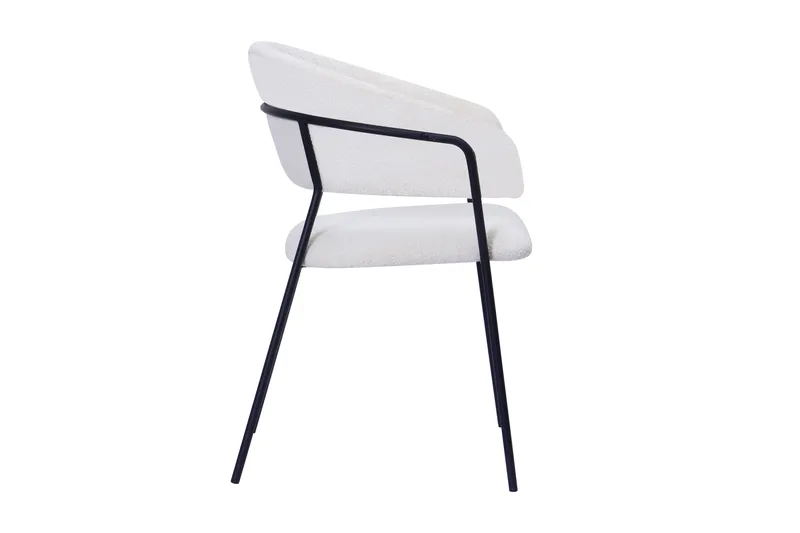 Karol Ruokatuoli käsinojilla - Valkoinen buklee / Metallijalat musta - Huonekalut - Tuoli & nojatuoli - Ruokapöydän tuolit