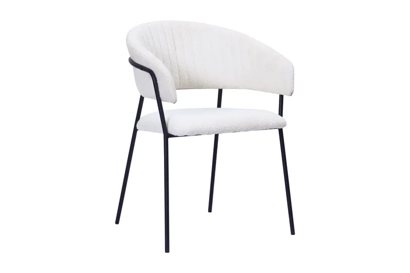 Karol Ruokatuoli käsinojilla - Valkoinen buklee / Metallijalat musta - Huonekalut - Tuoli & nojatuoli - Ruokapöydän tuolit