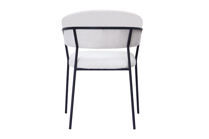 Karol Ruokatuoli käsinojilla - Valkoinen buklee / Metallijalat musta - Huonekalut - Tuoli & nojatuoli - Ruokapöydän tuolit