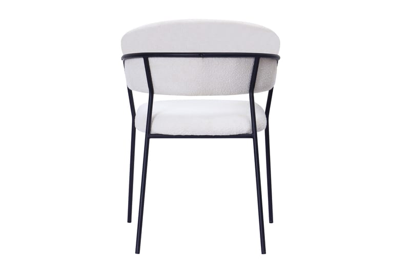 Karol Ruokatuoli käsinojilla - Valkoinen buklee / Metallijalat musta - Huonekalut - Tuoli & nojatuoli - Ruokapöydän tuolit