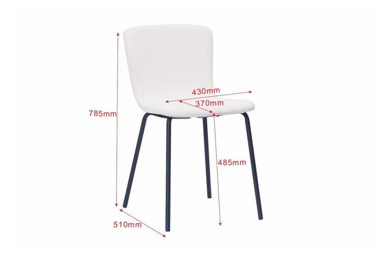 Katy Ruokatuoli - Valkoinen buklee / Metallijalat musta - Huonekalut - Tuoli & nojatuoli - Ruokapöydän tuolit