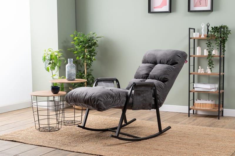 Keinutuoli Atelier Del Sofa Lena Single (60 x 60 x 70 cm) Harmaa - Huonekalut - Tuoli & nojatuoli - Pyörivät tuolit & keinutuoli