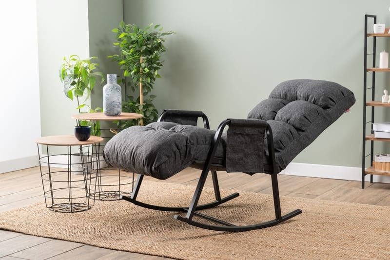 Keinutuoli Atelier Del Sofa Lena Single (60 x 60 x 70 cm) Tummanharmaa - Tummanharmaa - Huonekalut - Tuoli & nojatuoli - Pyörivät tuolit & keinutuoli