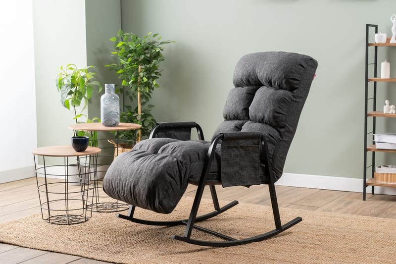 Keinutuoli Atelier Del Sofa Lena Single (60 x 60 x 70 cm) Tummanharmaa - Tummanharmaa - Huonekalut - Tuoli & nojatuoli - Pyörivät tuolit & keinutuoli