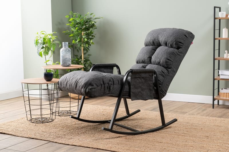 Keinutuoli Atelier Del Sofa Lena Single (60 x 60 x 70 cm) Tummanharmaa - Tummanharmaa - Huonekalut - Tuoli & nojatuoli - Pyörivät tuolit & keinutuoli