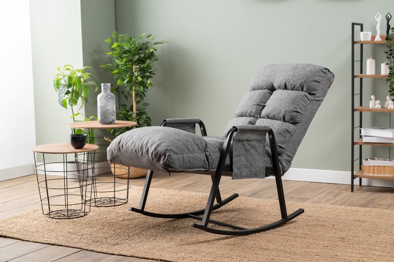 Keinutuoli Atelier Del Sofa Lena Single (60 x 60 x 70 cm) Vaaleanharmaa - Vaaleanharmaa - Huonekalut - Tuoli & nojatuoli - Pyörivät tuolit & keinutuoli