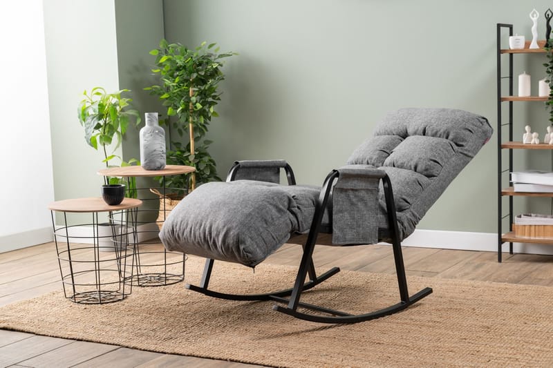 Keinutuoli Atelier Del Sofa Lena Single (60 x 60 x 70 cm) Vaaleanharmaa - Vaaleanharmaa - Huonekalut - Tuoli & nojatuoli - Pyörivät tuolit & keinutuoli