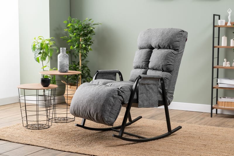 Keinutuoli Atelier Del Sofa Lena Single (60 x 60 x 70 cm) Vaaleanharmaa - Vaaleanharmaa - Huonekalut - Tuoli & nojatuoli - Pyörivät tuolit & keinutuoli
