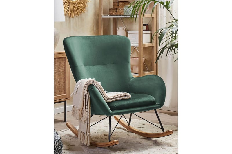 Keinutuoli Ellan - Vihreä, musta, vaalea puu - Huonekalut - Tuoli & nojatuoli - Nojatuoli & lepotuoli