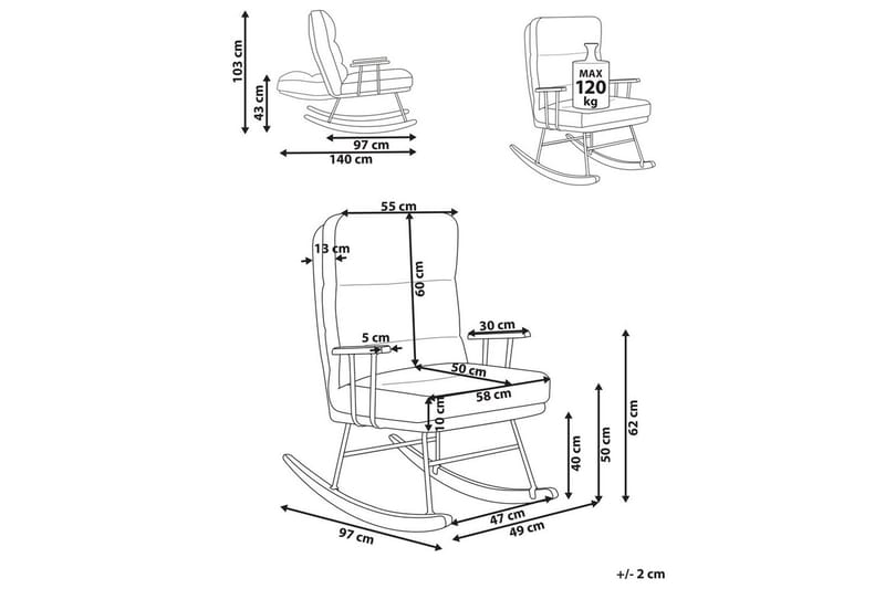 Keinutuoli Eskelin - Beige, musta, ruskea - Huonekalut - Tuoli & nojatuoli - Nojatuoli & lepotuoli